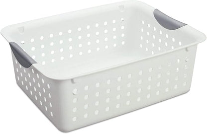 Sterilite Medium Ultra Basket, Closet Organizer Bin, Cabinets, Pantry, Shelving and Countertop Space, Open Container, White, 1-Pack
