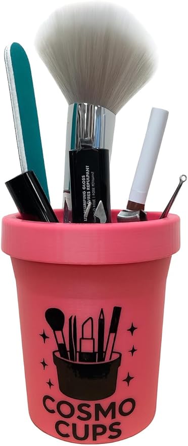 CosmoCups Car Makeup Brush Cup Holder, Decorative Pot Design, Cosmetic Organizer Storage Container for Beauty Tools and Accessories for Cars and Home