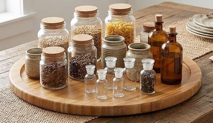 YBM Home Bamboo Wooden Non-Skid Lazy Susan Turntable Fully Rotating Pantry Cabinet