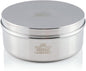 Indian-Tiffin Masala Dabba – Airtight Spice Container – Food Grade Stainless Steel – with Spice Labels & Spoon (Medium (18cm), Steel Lid, Clear Lids on Inner Pots)