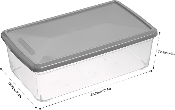 6 Quart Latching Storage Box,Plastic Clear Storage Bins With Lids Stackable (Grey, 12 Pack)