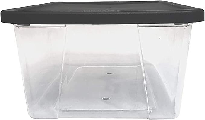 HOMZ 10-Pack Snaplock, Small Clear Plastic Storage Organizer Bins w/Lids, 6 Quart, Gray - Stackable Container Boxes for Bedroom, Bathroom, Garage, and Office Organization