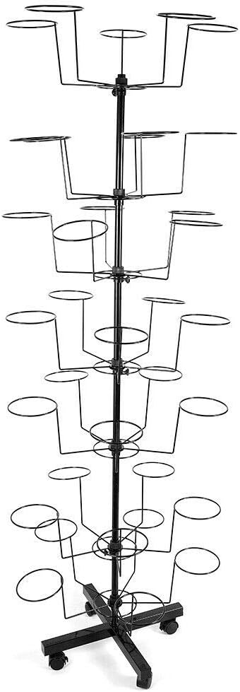 7-Tier 35 Hat Rotating Hat Display Rack, Hats Stand Display, Adjustable Iron Hat Rack Stand, Freestanding Cap Hat Retail Display Stand, Hats Caps Holders for Hats and Wigs (Black)