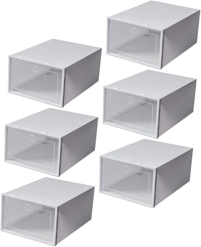 ABOOFAN 6pcs Plastic Shoe Box Storage Containers Stackable Sneaker Case Footwear Box Detachable Design
