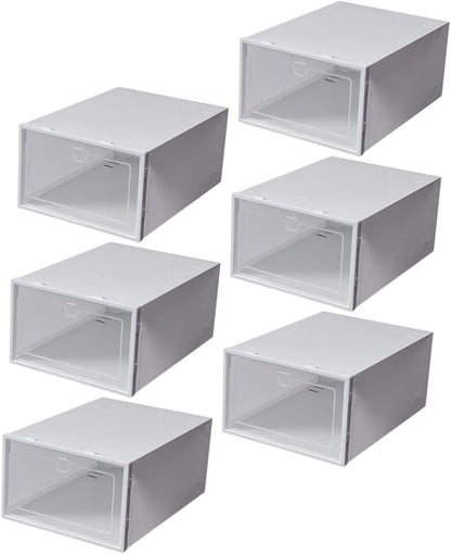 ABOOFAN 6pcs Plastic Shoe Box Storage Containers Stackable Sneaker Case Footwear Box Detachable Design
