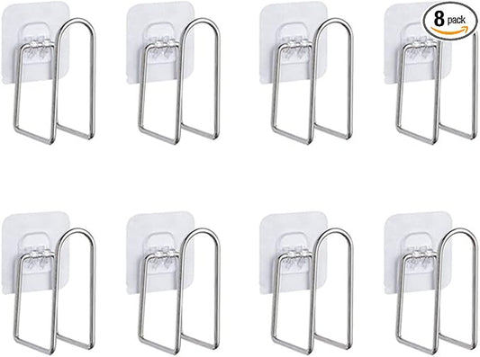 4 Pairs of Pot Lid Organizer, Stainless Steel Wall Mounted Lid Holder,Adjustable Cabinet Door Self Adhesive Pan Lid Organizer Pot Hangers for Kitchen Wall Mount (Silver-1)