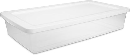 2-Pack 41 Quart Plastic Storage Bins with Lids, Clear Deep Stackable Containers, Space-Saving Organizers for Closet, Bedroom, Under Bed, and Home Storage