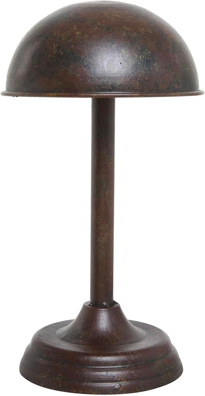 MyGift Hat Holder, Cowboy Hat Rack for Display, Antique Tabletop Wig Stand, Baseball Cap Helmet Organizer, Brown Metal Dome Shape