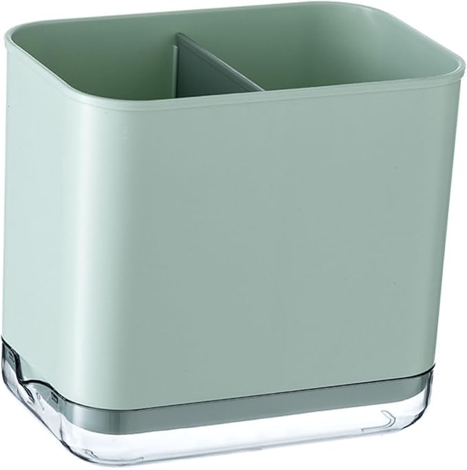 Kitchen Utensil Holder, Silverware Drying Basket Cutlery Drainer Caddy Silverware Cutlery Organizer Flatware Holder with 2 Compartments (Green)