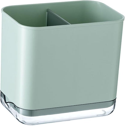 Kitchen Utensil Holder, Silverware Drying Basket Cutlery Drainer Caddy Silverware Cutlery Organizer Flatware Holder with 2 Compartments (Green)