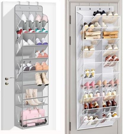 MISSLO Clear Over the Door Shoe Organizer Bundle 30 Pairs Over the Door Shoe Organizer