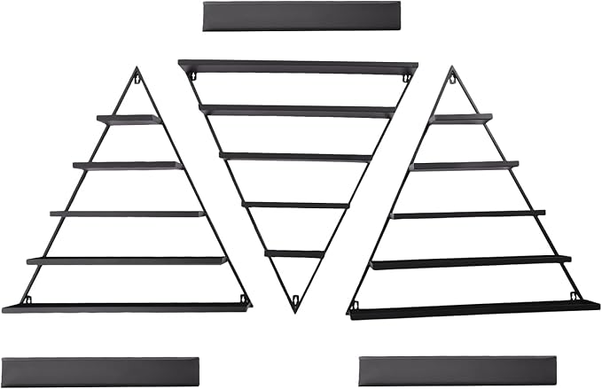 Metal Wall-Mounted Nail Polish Storage Racks, Nail Polish Storage Racks, 6PCS Triangular Cosmetic Display Racks Metal Wall Mounted Nail Polish Rack for Spa Nail Salon Shop Home (Black)