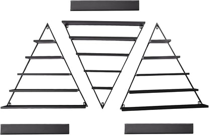 Metal Wall-Mounted Nail Polish Storage Racks, Nail Polish Storage Racks, 6PCS Triangular Cosmetic Display Racks Metal Wall Mounted Nail Polish Rack for Spa Nail Salon Shop Home (Black)