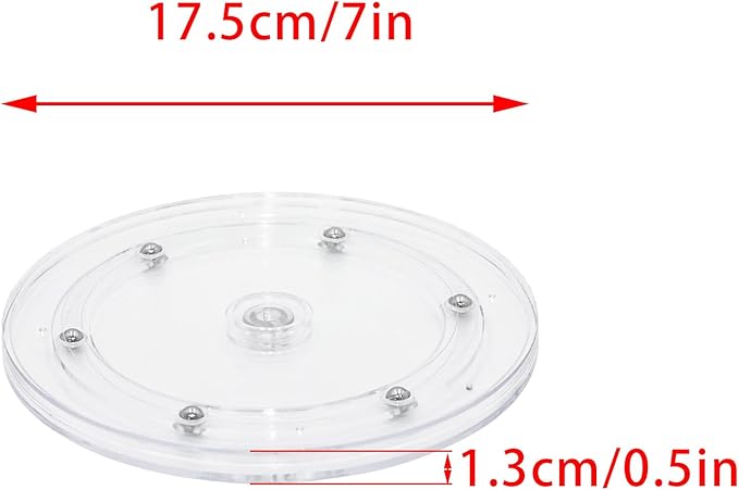 2 Pcs Clear 7 inch Acrylic Lazy Susan Rotating Turntable Organizer Bearings - Round Swivel Plate for Spice Rack, Table, Cake, Kitchen Pantry
