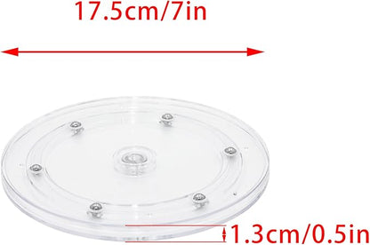 2 Pcs Clear 7 inch Acrylic Lazy Susan Rotating Turntable Organizer Bearings - Round Swivel Plate for Spice Rack, Table, Cake, Kitchen Pantry