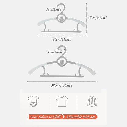 Baby Nursery Closet Hangers, Non-Slip Laundry Infant Pant Hangers for Newborn Clothes - JSF20pcs Adjustable Children Coat Hanger for Girl Boy Toddler Kids Child(Grey).