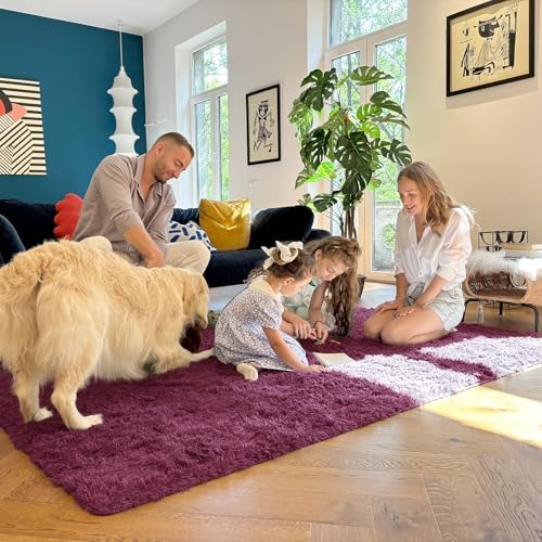 OLANLY 2x8 Machine Washable Runner Rugs for Hallway, Soft Fluffy Shaggy Bedside Rugs for Bedroom, Living Room, Indoor Floor Carpet for Kids Girls Boys, Nursery Rooms, Home Decor Aesthetic, Burgundy - Image 6
