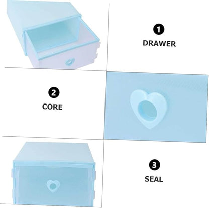 3Pcs Thickened Transparent PP Plastic Shoe Boxes with Drawer Design Dustproof and Moisture-resistant Loafers Storage Containers Light Blue Organizer for Closet and Cabinet