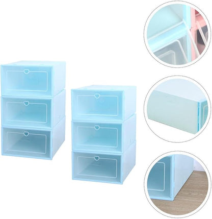 MAGICLULU 6pcs Women Shoes Storage Box Plastic Clamshell Shoe Organizer 31x21.5x12.5cm Stackable Storage Case for Closet and Travel