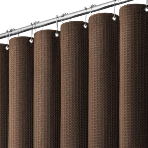 Dynamene Extra Long Waffle Shower Curtain 256 GSM Fabric 72"x84" Brown by Dynamene