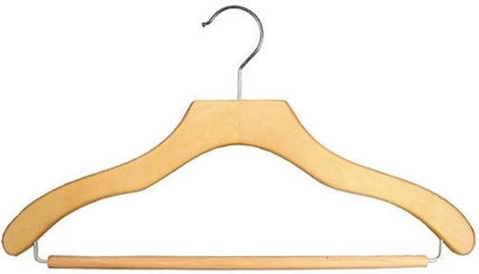 NAHANCO Contemporary Collection: Wooden Suit Hanger with Bar, 17" Natural (Pack of 100)