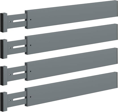 4 PCS Drawer Divider, 17"-22" Adjustable Bamboo Drawer Dividers Organizers, Expandable Separators for Kitchen, Clothes, Dressers, Home, Office, Gray
