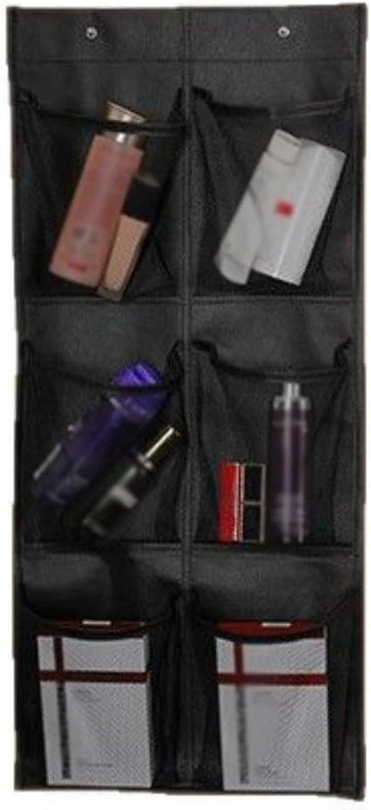 Over the Door Hanging Shoe Organizer with Multi-Pocket Design, Breathable Non-Woven Fabric Dustproof Storage Solution for Bedroom, Bathroom, and Laundry Room, Black/White/Gray, 76x35cm(Is black)