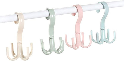 Rotating Scarf Purse Organizer for Closet Tie Rack and Belt Organizer, 4 Pack Plastic Closet Handbag Hanger for Belts,Ties, Bag, Purse,Scarves, Clothing and Other Accessories (Mix)