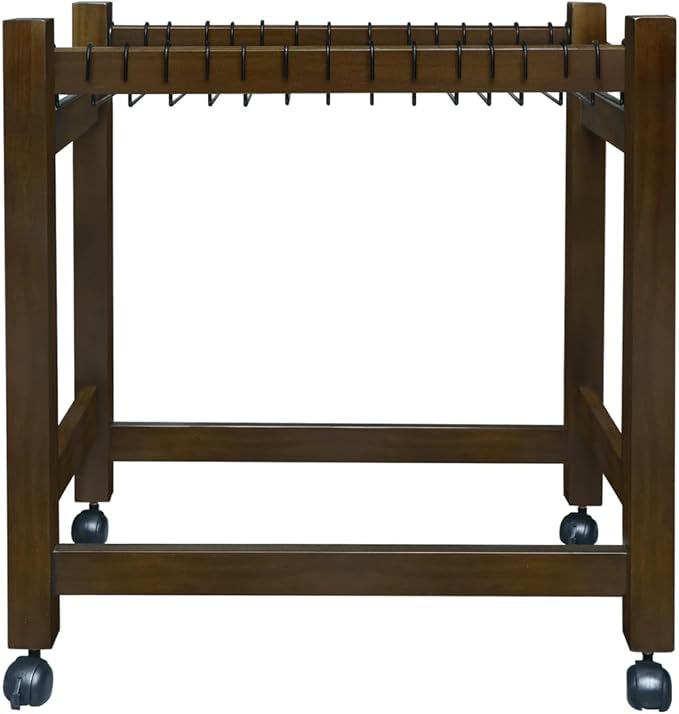 Wooden Rolling Pants Trolley with 16 Hangers