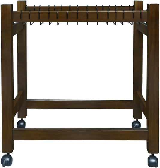 Wooden Rolling Pants Trolley with 16 Hangers