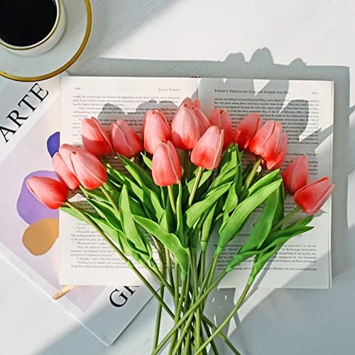 ONLY ART Artificial Tulip Flowers with Soft Latex Materials for Home & Kitchen Decoration - Image 5