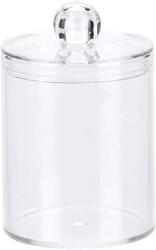 Cotton Swab Container, Acrylic Cotton Ball Holder with Lid, Cotton Swab Dispenser Cotton Rounds Holder Round Cotton Bud Case Acrylic Cotton Swab Holder for Organizing Cotton Swab