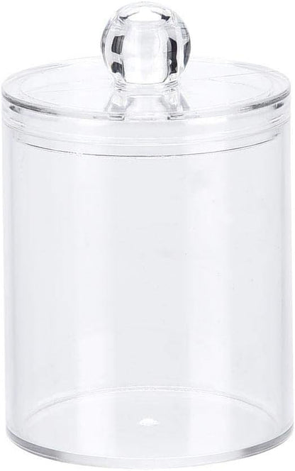 Cotton Swab Container, Acrylic Cotton Ball Holder with Lid, Cotton Swab Dispenser Cotton Rounds Holder Round Cotton Bud Case Acrylic Cotton Swab Holder for Organizing Cotton Swab