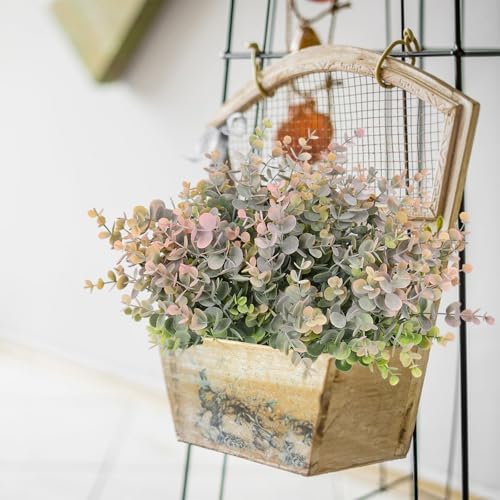 RECUTMS 8Bundles Artificial Eucalyptus Plant Greenery Stems 13In Dusty Pink - Image 5