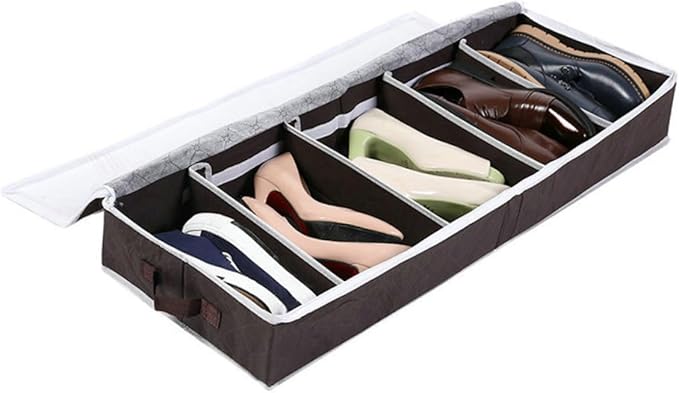 Amosfun Folding Shoe Storage Case with Visible Window Lightweight Non Woven Compact Organizer for Home and Travel Space Saving Foldable Shoe Box with Dust and Moisture Protection Small