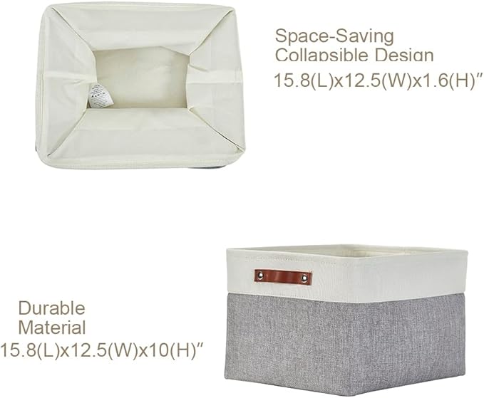 DECOMOMO Storage Bins, Extra Large Fabric Storage Baskets for Shelves, Decorative Linen Closet Organizer, 15.8 x 12.5 x 10 inches (Grey & White, 3 Pack)