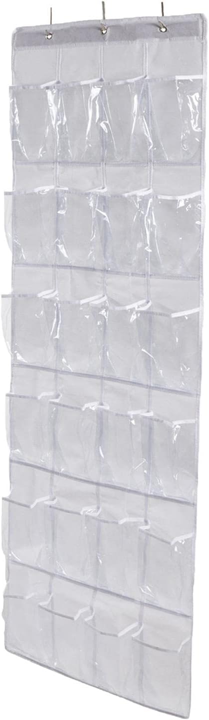 Baoblaze Over The Door Shoe Organizer Hanging with 24 Pockets Shoe Rack Holder Storage Hanger for Closet Door for Men Women Boys Kids, White