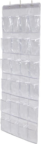Baoblaze Over The Door Shoe Organizer Hanging with 24 Pockets Shoe Rack Holder Storage Hanger for Closet Door for Men Women Boys Kids, White