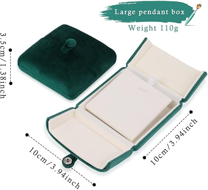 Velvet Jewelry Box Pedant Boxes Jewellry Organizers Jewelry Case for Birthday Engagement Wedding Anniversary (Large Pendant Box)