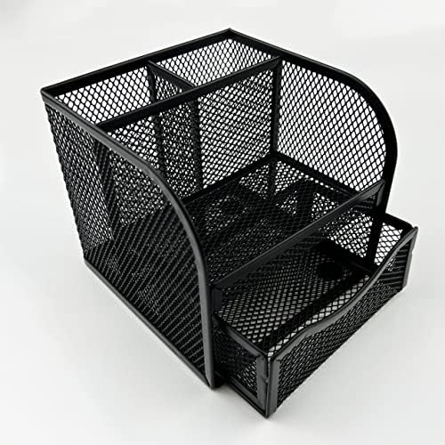Fengtaiyuan T11, Black Square Metal Wire Mesh Pencil Holder, Pencil Cup, Pen Holder, Desktop Organizer, Office Storage Box (T11) by Fengtaiyuan