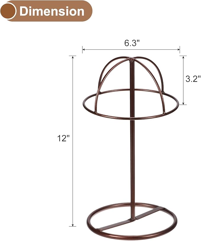 uxcell Metal Hat Display Stand 2 Pack Tabletop Hat and Wig Rack Holder Freestanding for Baseball Cap, Fedora Hat, Cowboy Hat - Bronze, 12 Inch