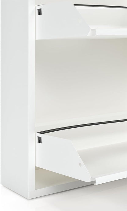 CEHA 4 Tier Metal Shoe Cabinet with Cover and Shelf, Durable Shoe Storage Organizer for Entryway, Space Saving Shoe Shelf Closet, 5.91" x 39.3" x 332.4", White