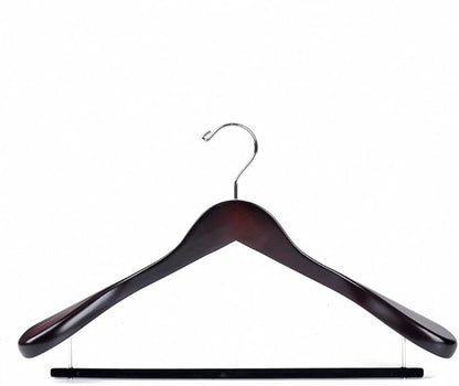 Luxury Wide Shoulder Wooden Hangers 6 Pack, with Velvet Bar, Smooth Mahogany Finish Wood Suit Hanger Coat Hanger for Closet, Holds Upto 20lbs, 360° Swivel Hook, for Jacket, Dress Heavy Clothes Hangers