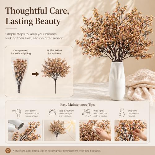 Mandy's 15 Bundles Artificial Light Brown Baby’s Breath Flowers - Image 6