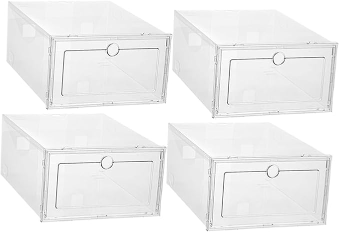ABOOFAN 4pcs Stackable Shoe Storage Box Organizer Lids Shoe Boxes Lids for Storage Organizing