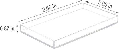 Acrylic Bathroom Tray for Counter, Handmade Clear Trays Sturdy Organizer for Cup, Sponge, Soap, Plant (Medium, Clear)