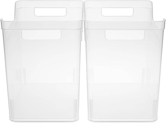 Sterilite Medium Shelf Bin with Handles, Plastic Storage Container for Organizing Shelving, Closet, Pantry, and Countertops, Clear, 6-Pack