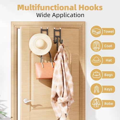 BAKON Over the Door Hanger, 4 Pack Black Triple Hooks Fits Doors 1.6" - Image 6