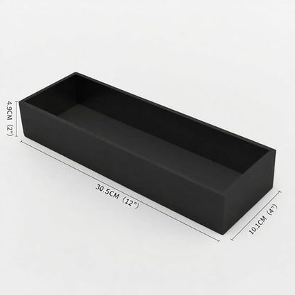 Bamboo Kitchen Drawer Organizer Black Box - Utensil Organizer Silverware Tray Cutlery Holder, Desk Supplies & Accessories, 12"*4"*2"
