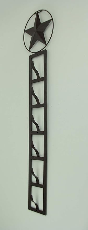 Rustic Brown Metal Western Star 6 Tier Hanging Hat Rack